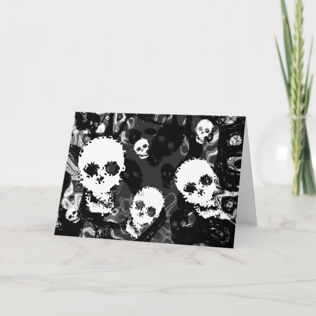 Skull Spectres B&W greetings card (Front)