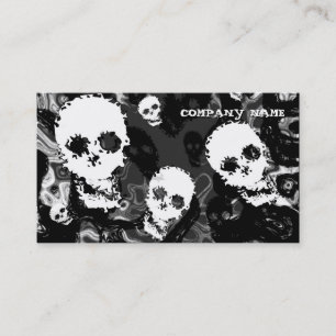 Skull Spectres B & W horizontal white Business Card