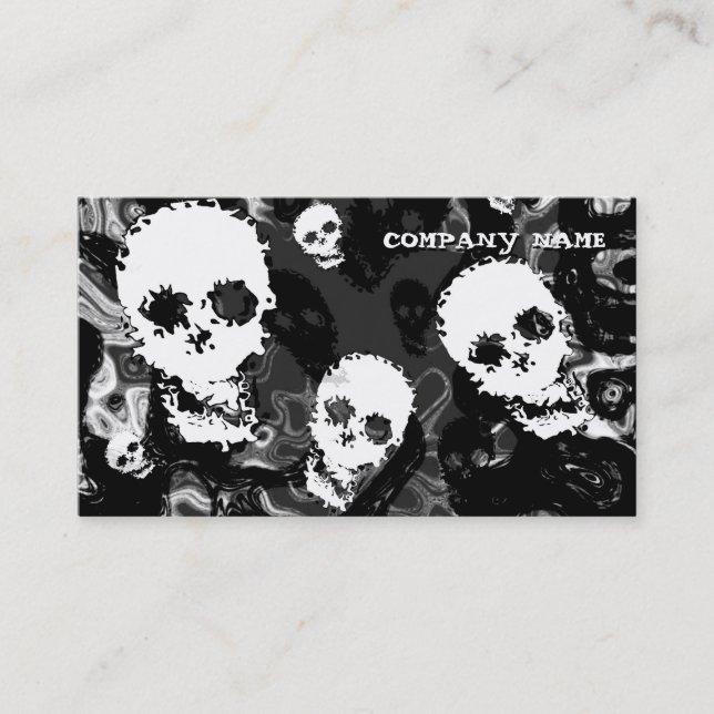 Skull Spectres B & W horizontal white Business Card (Front)