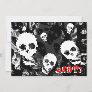 Skull Spectres B&W red 'Party' invitation
