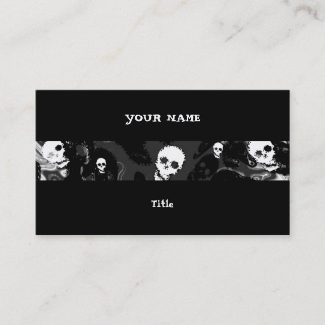 Skull Spectres B & W stripe horizontal black back Business Card (Front)