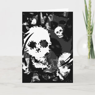Skull Spectres B&W swirl greetings card
