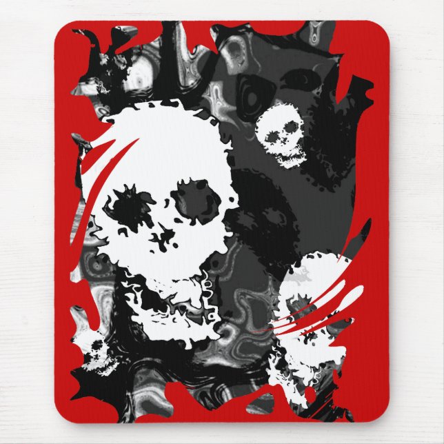 Skull Spectres B&W swirl mousepad (red background) (Front)