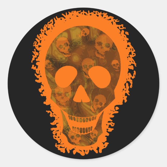 Skull Spectres Big Skull Orange round sticker (Front)
