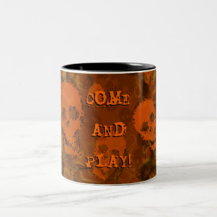 Skull Spectres Orange  'Come and Play!' mug