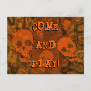 Skull Spectres Orange 'Come and Play!' postcard