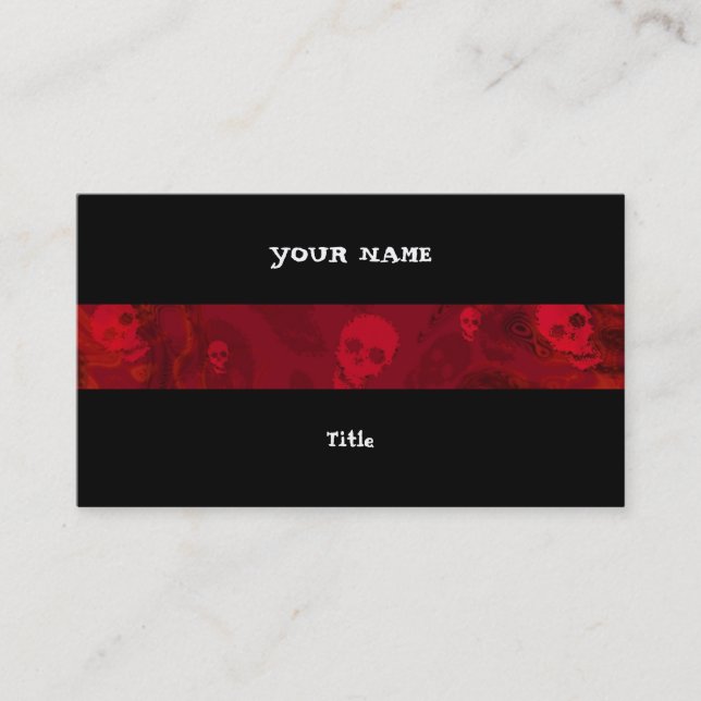 Skull Spectres Red stripe horizontal black back Business Card (Front)