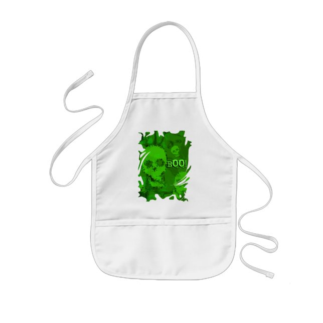 Skull Spectres swirl 'Boo!' apron (Front)