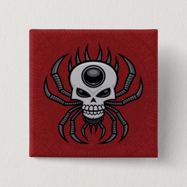 Skull Spider 15 Cm Square Badge (Front)