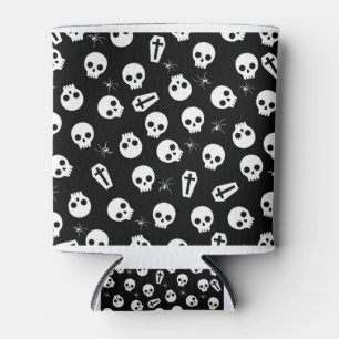 Skull, spider and chest - Halloween pattern Can Cooler