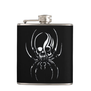 Skull spider hip flask