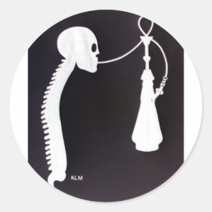 Skull&Spine w/ Hookah Classic Round Sticker