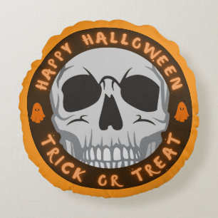 Skull & Spirits Halloween Round Cushion