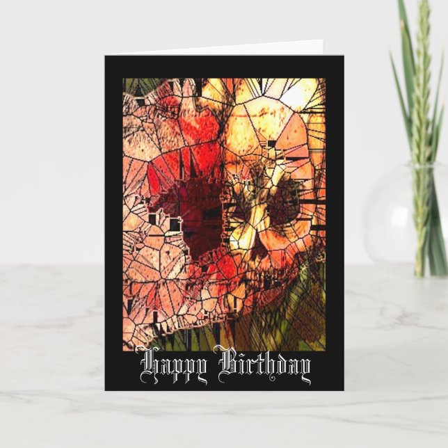 Skull Stained Glass Birthday Card (Front)