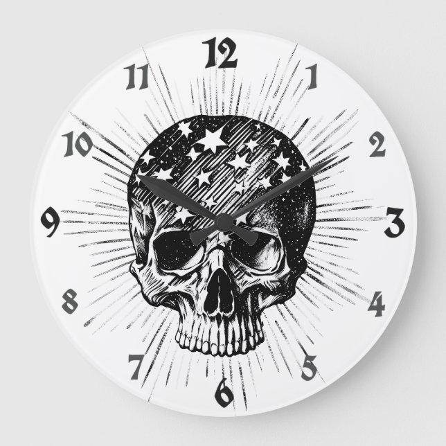 Skull & Stars II Large Clock (Front)