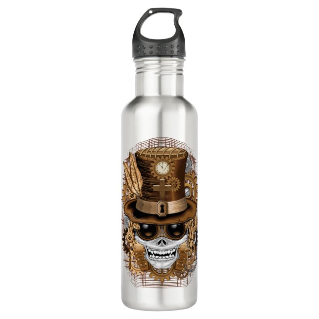 Skull Steampunk Voodoo Retro Machine 710 Ml Water Bottle (Front)