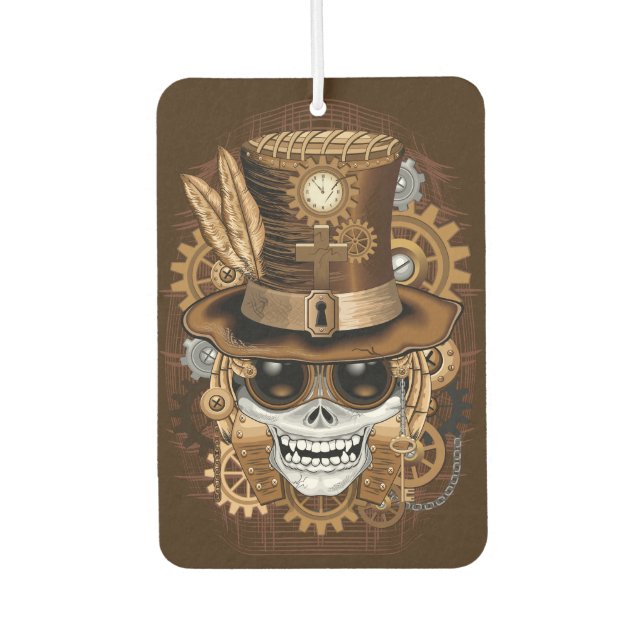 Skull Steampunk Voodoo Retro Machine Car Air Freshener (Front)