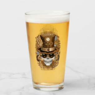 Skull Steampunk Voodoo Retro Machine Glass