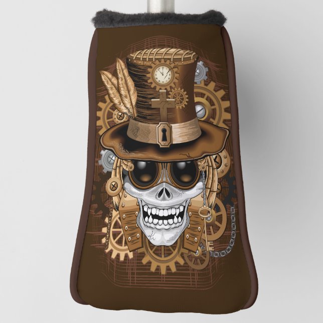 Skull Steampunk Voodoo Retro Machine Golf Head Cover (Rotate 90)