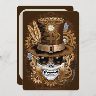 Skull Steampunk Voodoo Retro Machine Invitation