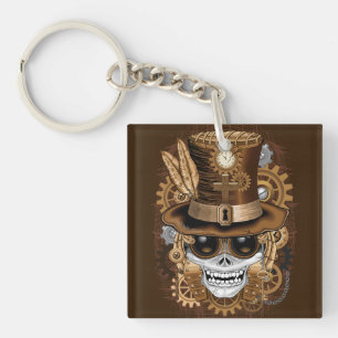 Skull Steampunk Voodoo Retro Machine Key Ring