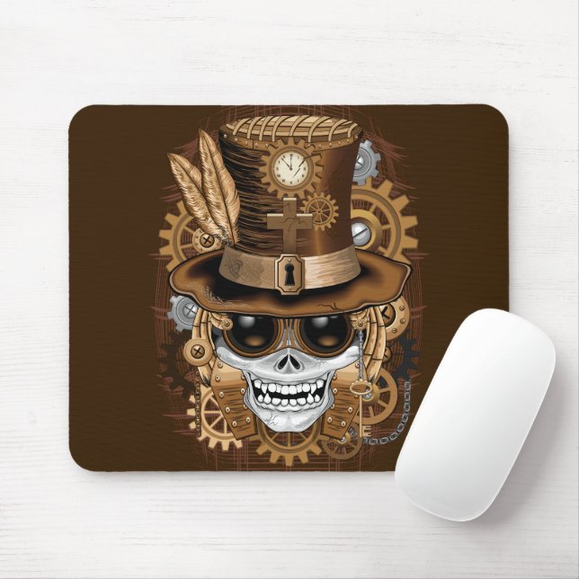 Skull Steampunk Voodoo Retro Machine Mouse Pad (With Mouse)