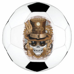 Skull Steampunk Voodoo Retro Machine Soccer Ball