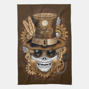 Skull Steampunk Voodoo Retro Machine Tea Towel