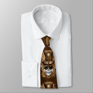 Skull Steampunk Voodoo Retro Machine Tie