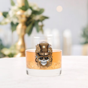 Skull Steampunk Voodoo Retro Machine Whiskey Glass