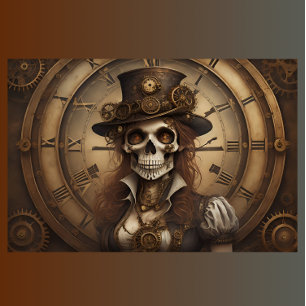Skull Steampunk with clock tissue paper v2