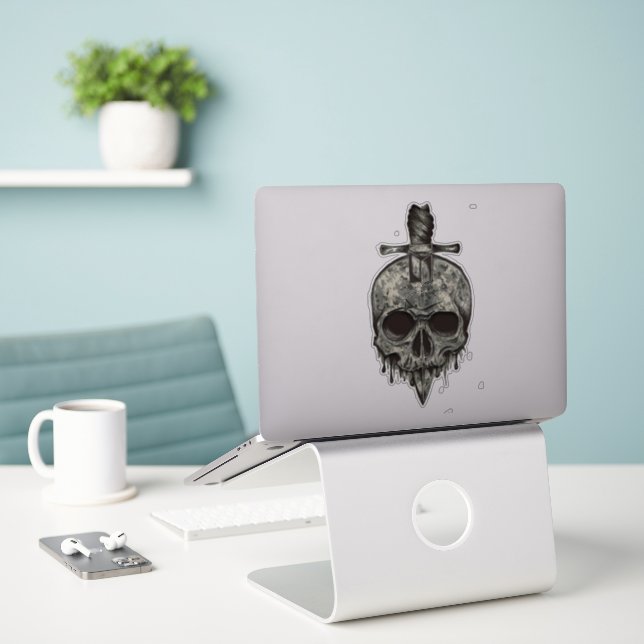 Skull sticker (Laptop On Desk)