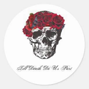 Skull Stickers - Till Death Do Us Part Red Rose