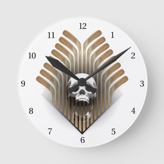 Skull & Sticks (Hockey) Round Clock (Front)