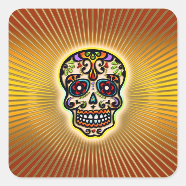 skull-strahlen.png square sticker (Front)
