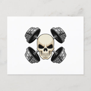Skull Strength training Dumbbells Postcard