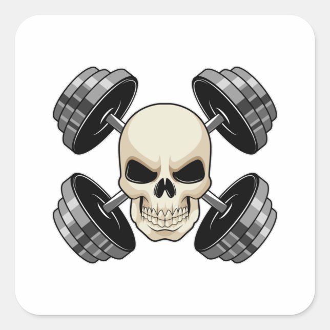 Skull Strength training Dumbbells Square Sticker (Front)