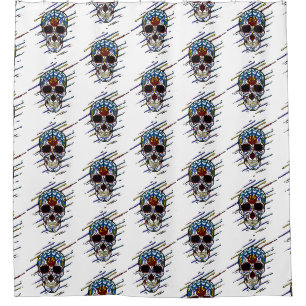 skull sugar skull shower curtain