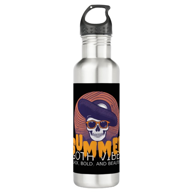 skull summer hat 710 ml water bottle (Front)