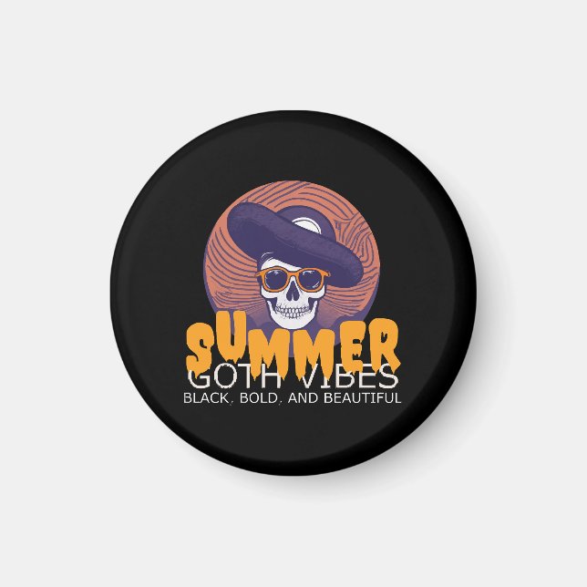 skull summer hat magnet (Front)