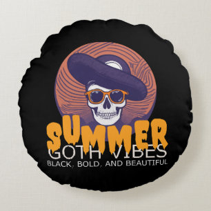 skull summer hat round cushion