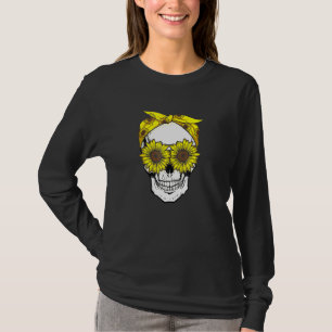 Skull sunflower bandanna floral sun flowers patter T-Shirt