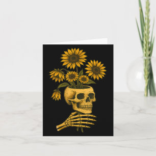 Skull Sunflowers Gothic Goth Creepy Cute Floral  Card