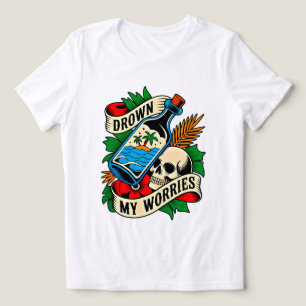 Skull & Sunset Tropical Tattoo Unique Gift Idea Tri-Blend Shirt