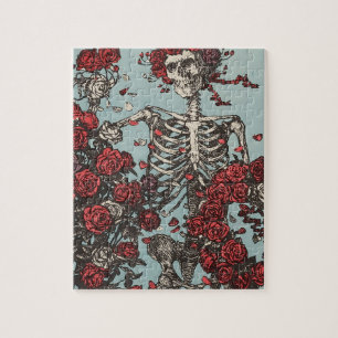 Skull Surrounded by Roses Jigsaw Puzzle