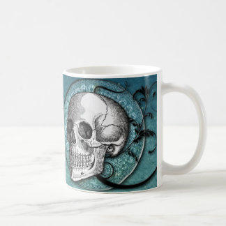 Skull & Swirls Teal Coffee Mug