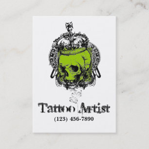 Skull Tattoo Artist Business Card Black Green