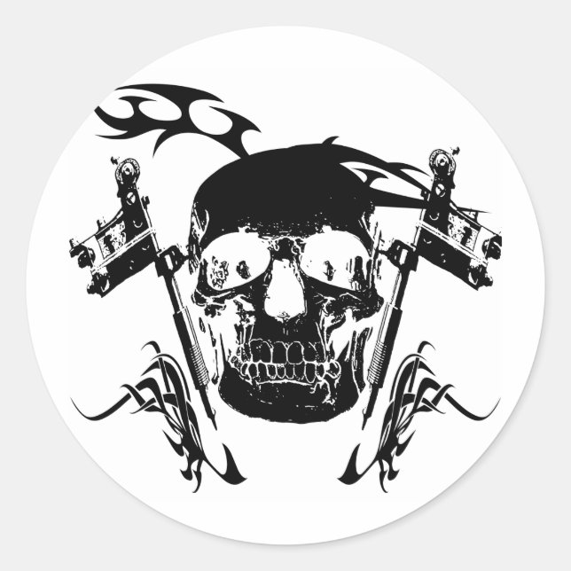 Skull Tattoo Classic Round Sticker (Front)