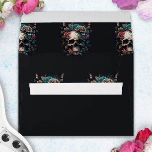 Skull Tattoo Rock and Roll Gothic Wedding Envelope