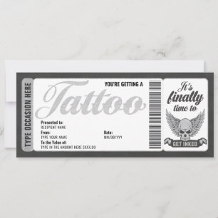 Skull Tattoo Voucher Certificate Ticket Gift Card